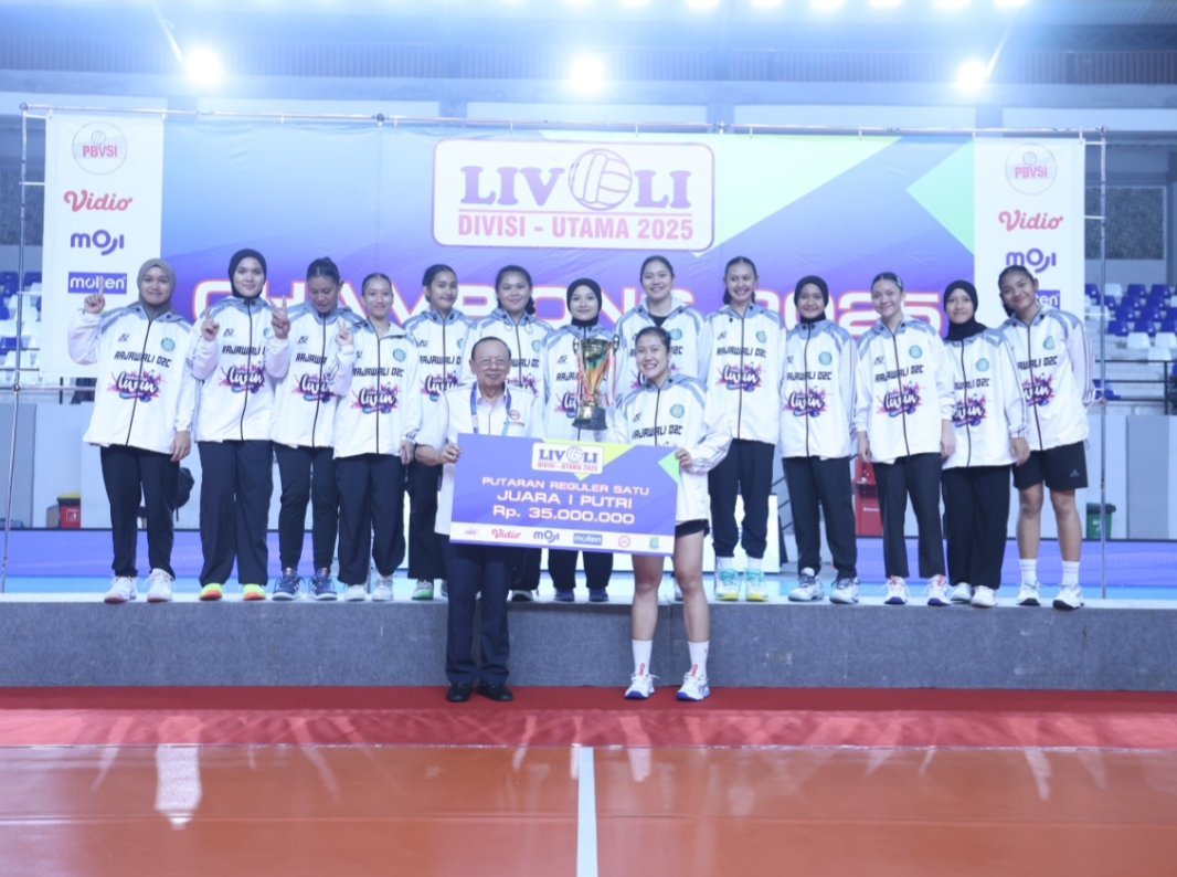 Tampil Konsisten di GOR Nambo, Rajawali O2C Juara  Putaran Reguler Pertama Livoli Divisi Utama 2025