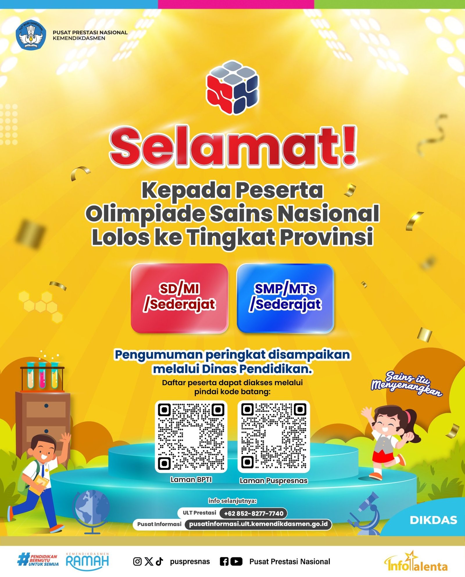 Link untuk Cek Hasil Pengumuman OSN SD/MI/Sederajat dan SMP/MTs/Sederat